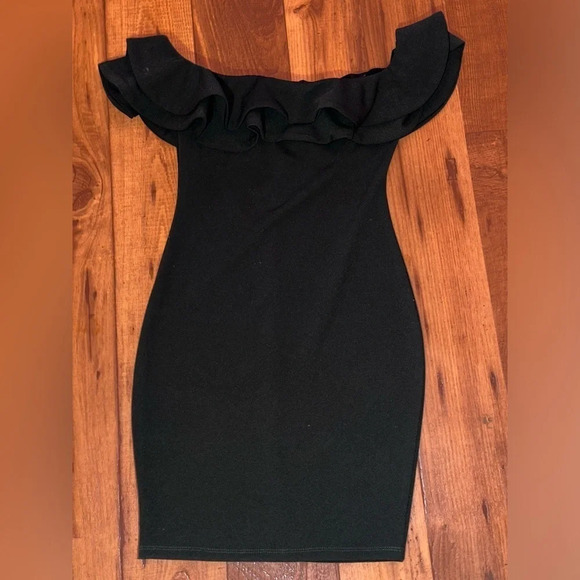 Mind Code Women Off the Shoulder Green Ruffled Mini Dress Size S - Picture 6 of 9